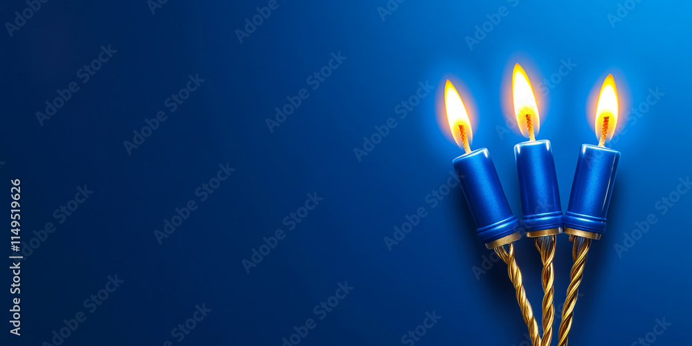 Fototapeta premium Hanukkah Lights Decorating Room with Soft Blue Glow