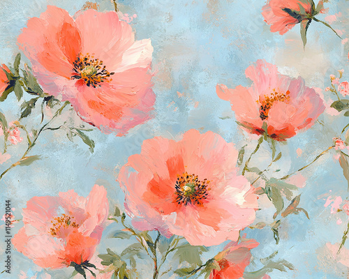 Abstract oil painting flowers wallpaper, art oil painting background