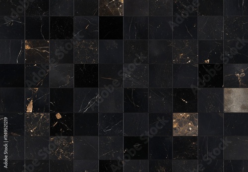 Black Gold Marble Tile Seamless Texture Pattern photo