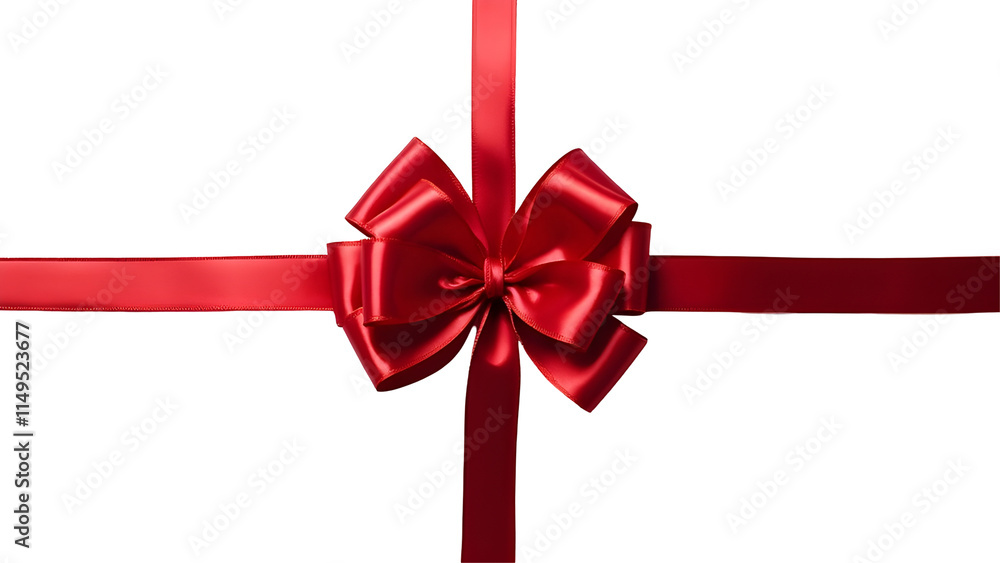 Red ribbon bow for gift box decoration, elegant festive ornament, shiny red ribbon with bow, isolated PNG on transparent background. birthday, and holiday gift wrapping designs Red ribbon bow for gift box decoration, elegant festive ornament, shiny red ribbon with bow, isolated PNG on transparent background. birthday, and holiday gift wrapping designs