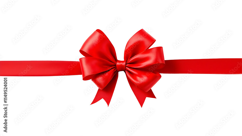 Red ribbon bow for gift box decoration, elegant festive ornament, shiny red ribbon with bow, isolated PNG on transparent background. birthday, and holiday gift wrapping designs Red ribbon bow for gift box decoration, elegant festive ornament, shiny red ribbon with bow, isolated PNG on transparent background. birthday, and holiday gift wrapping designs