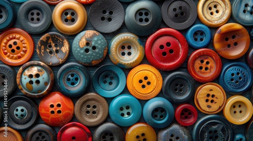A collection of mismatched buttons arranged in a whimsical pattern A collection of mismatched buttons arranged in a whimsical pattern