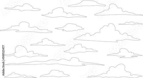 silhouettes of clouds vector sets for graphic background