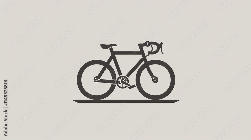 A simple, black and white silhouette of a bicycle on a gray background. A simple, black and white silhouette of a bicycle on a gray background.