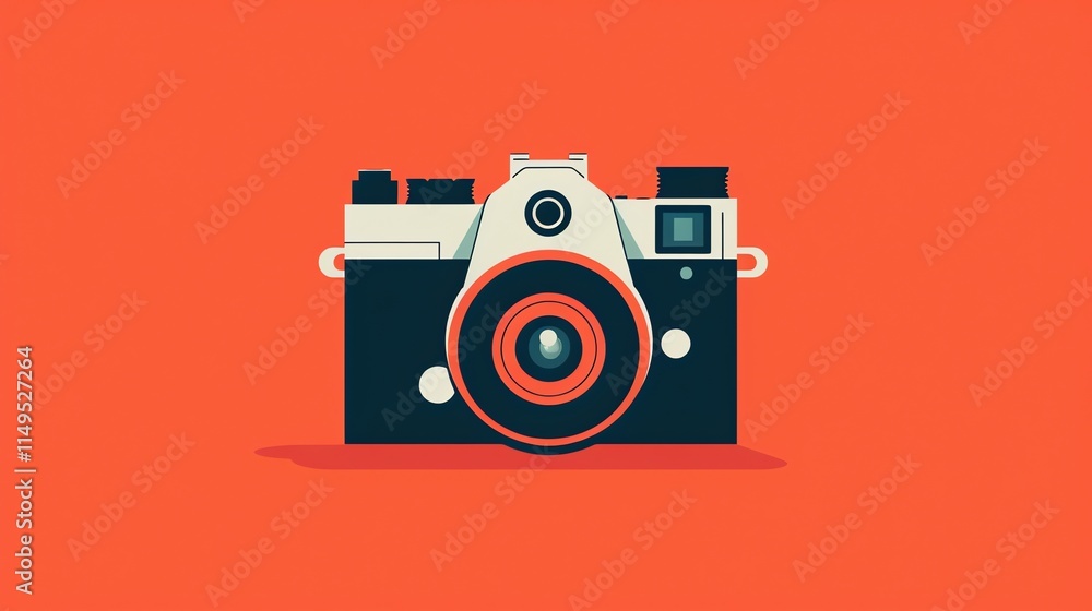 An illustration of a simple camera on an orange background. An illustration of a simple camera on an orange background.