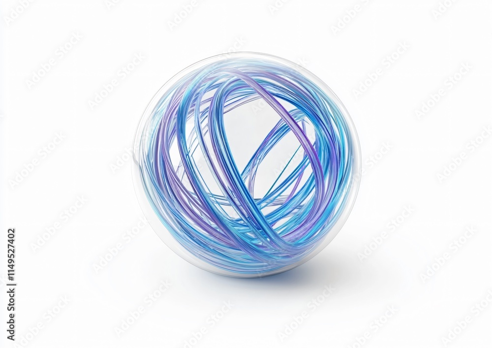 Abstract Glass Sphere with Blue Purple Intertwined Lines 3D Render Abstract Glass Sphere with Blue Purple Intertwined Lines 3D Render