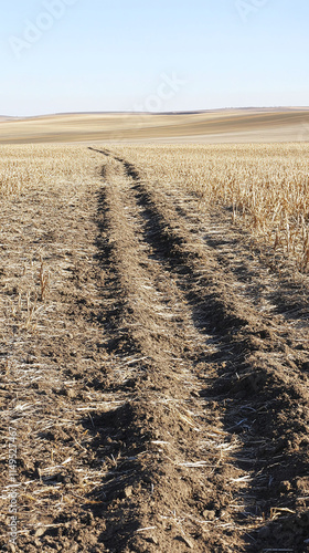 barren agricultural field dominated by invasive johnsongrass outcompeting crops photo