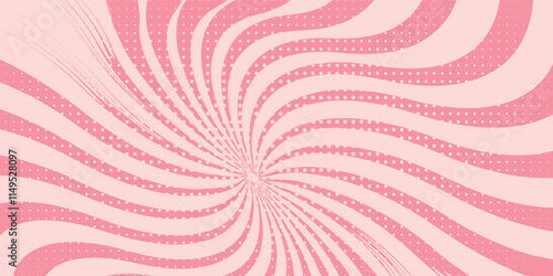 Candy color sunburst background. Abstract pink cream sunbeams design wallpaper. Colorful spinning lines for template, banner, poster, flyer.