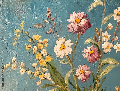 Abstract oil painting flowers wallpaper, art oil painting background