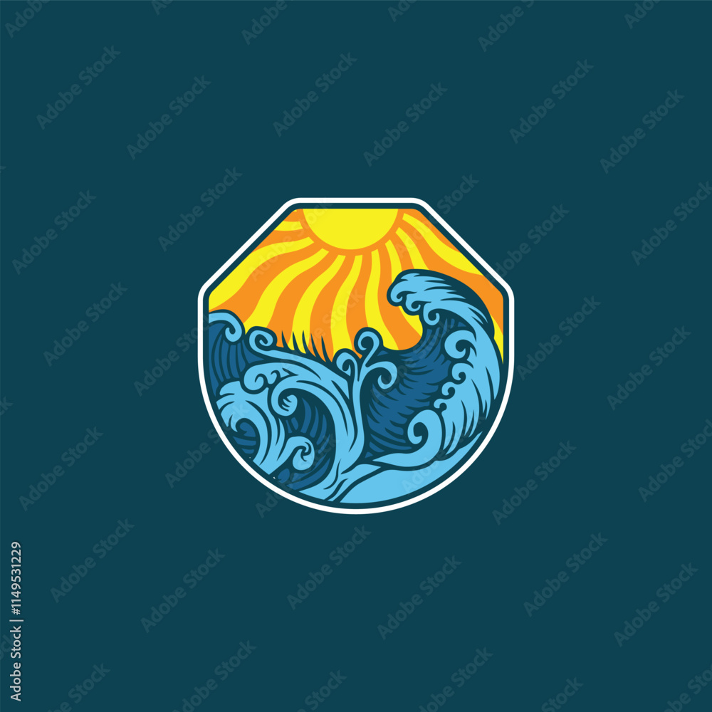 Obraz premium Water wave icon vector illustration design logo