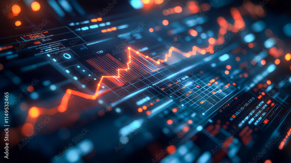 Futuristic digital data interface with glowing graphs and analytics Futuristic digital data interface with glowing graphs and analytics