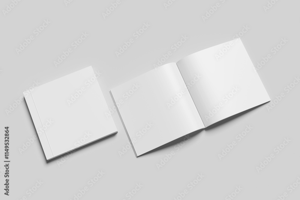 Blank square magazine mockup - 3D ilustration Blank square magazine mockup - 3D ilustration