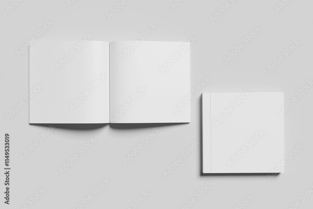 Blank square magazine mockup - 3D ilustration Blank square magazine mockup - 3D ilustration