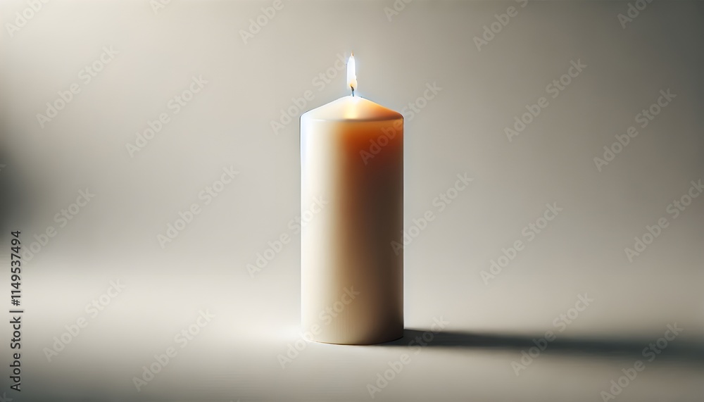 Set of pillar candles with flames illuminated, cut out Set of pillar candles with flames illuminated, cut out