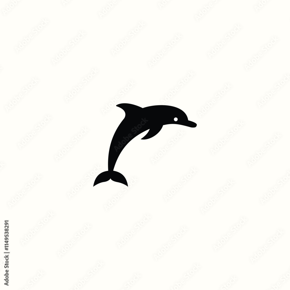 Fototapeta Dolphin icon, Black silhouette of a dolphin, Dolphin symbol, dolphin vector icon