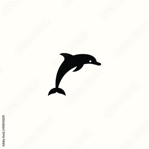 Dolphin icon, Black silhouette of a dolphin, Dolphin symbol, dolphin vector icon photo