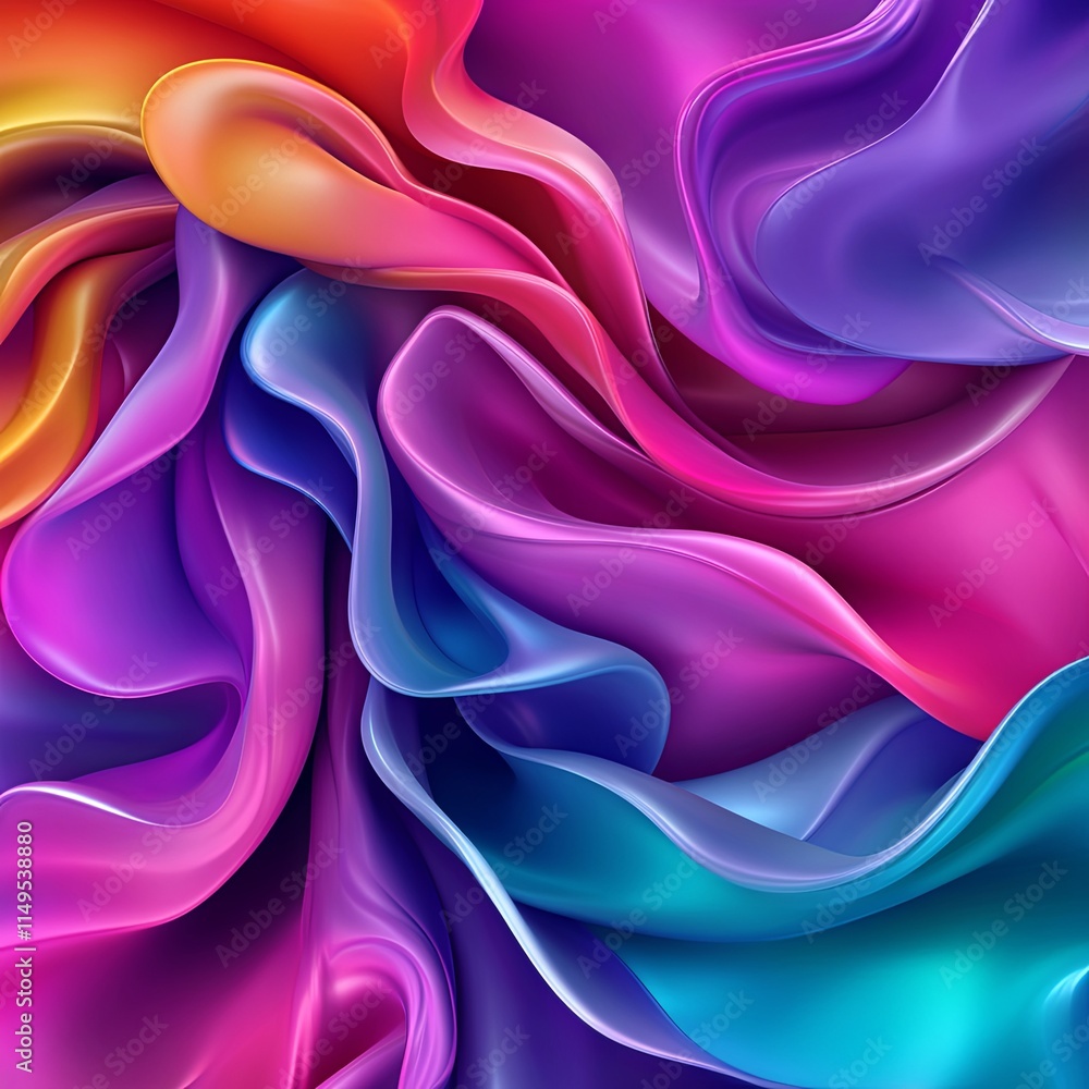 Colorful Abstract Fluid Waves in 3D Design Colorful Abstract Fluid Waves in 3D Design