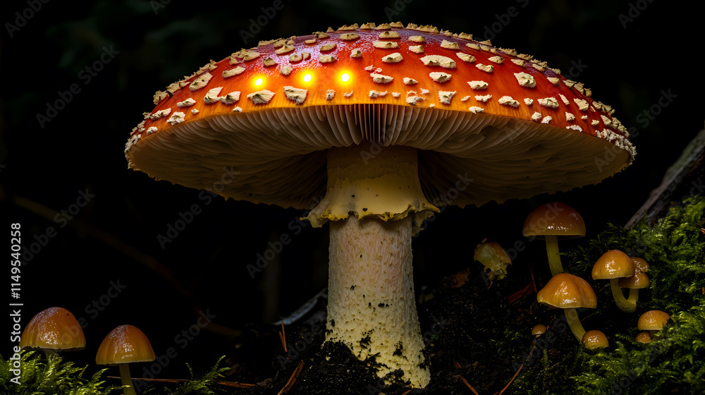 Fototapeta premium Luminescent Giant Mushroom in Enchanted Woodland