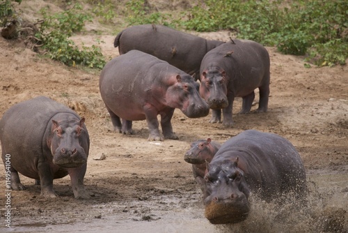 Tablou pe pânză hippopotamus in river