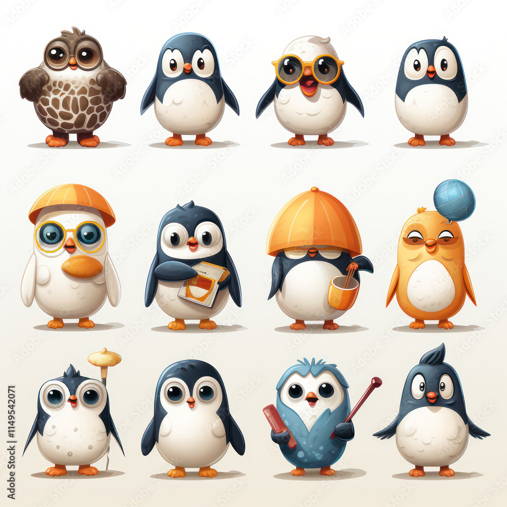 Fototapeta premium set of penguins By Generated AI