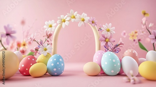 Wallpaper Mural easter eggs and flowers for advertisement or social party Torontodigital.ca