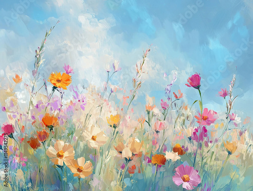 Abstract oil painting flowers wallpaper, art oil painting background