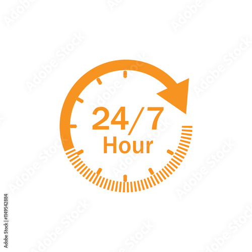 24\7 service concept. 24\7 open concept vector. 24 hours order execution or delivery service icons. Vector illustration.