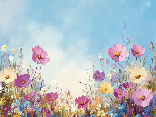 Abstract oil painting flowers wallpaper, art oil painting background
