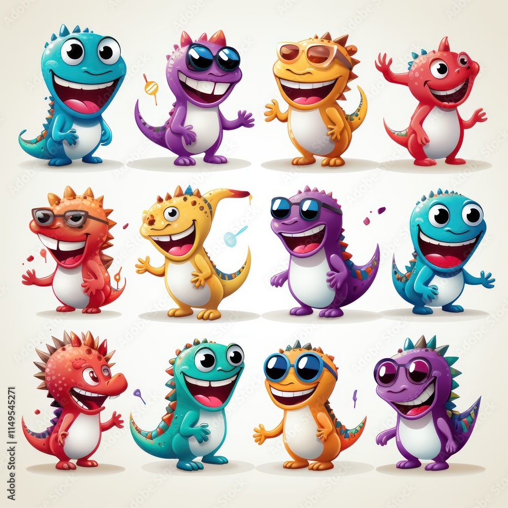 set of funny cartoon monsters By Generated AI set of funny cartoon monsters By Generated AI