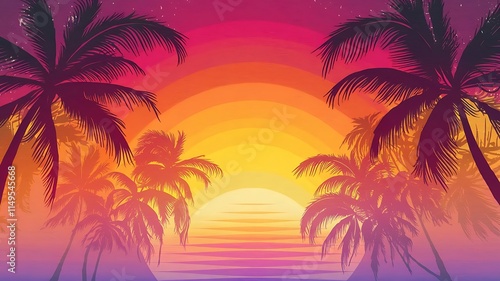 Wallpaper Mural palm trees on sunset Torontodigital.ca