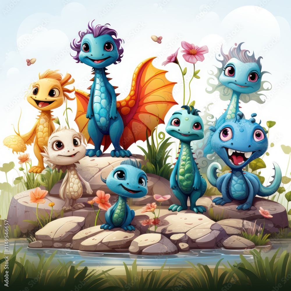 set of funny cartoon monsters By Generated AI set of funny cartoon monsters By Generated AI