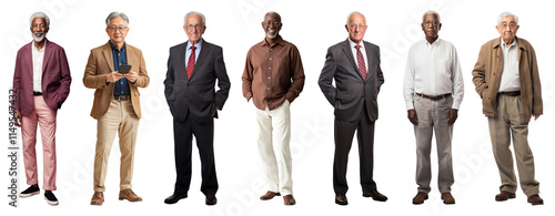 Business man full body png cut out element set, transparent background