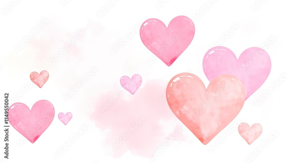 Watercolor-style hearts with a soft gradient effect, ideal for romantic designs. Watercolor-style hearts with a soft gradient effect, ideal for romantic designs.
