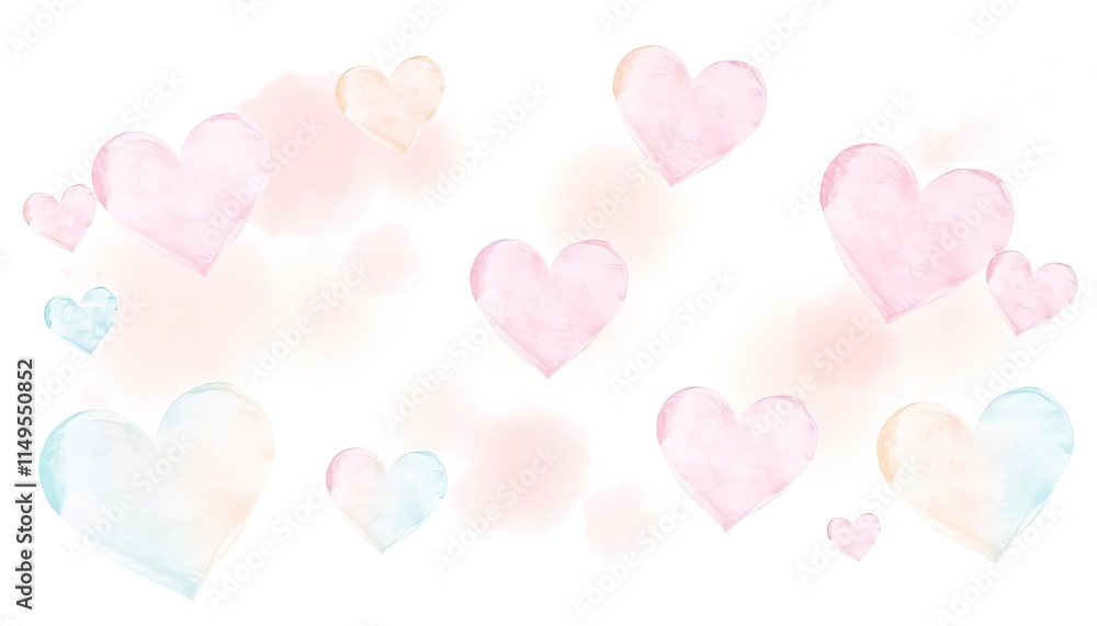 Watercolor-style hearts with a soft gradient effect, ideal for romantic designs. Watercolor-style hearts with a soft gradient effect, ideal for romantic designs.