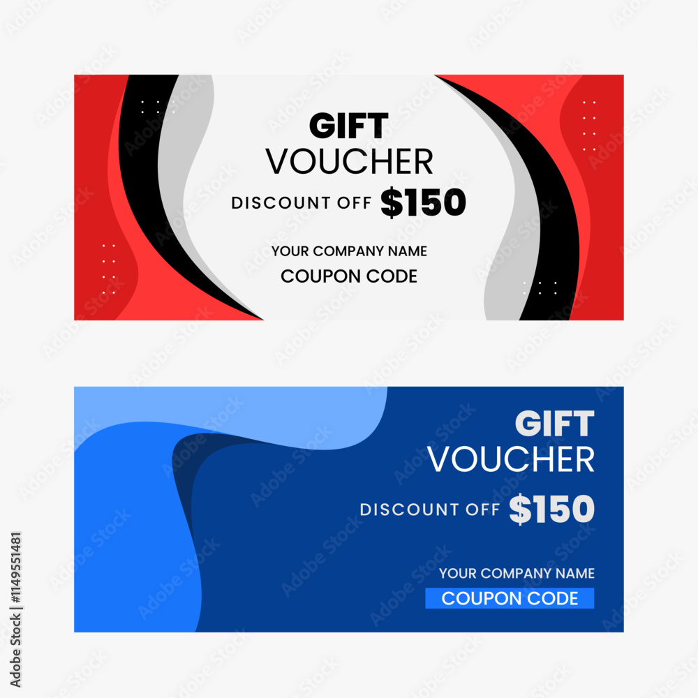 Fototapeta premium Colorful gift voucher horizontal banners