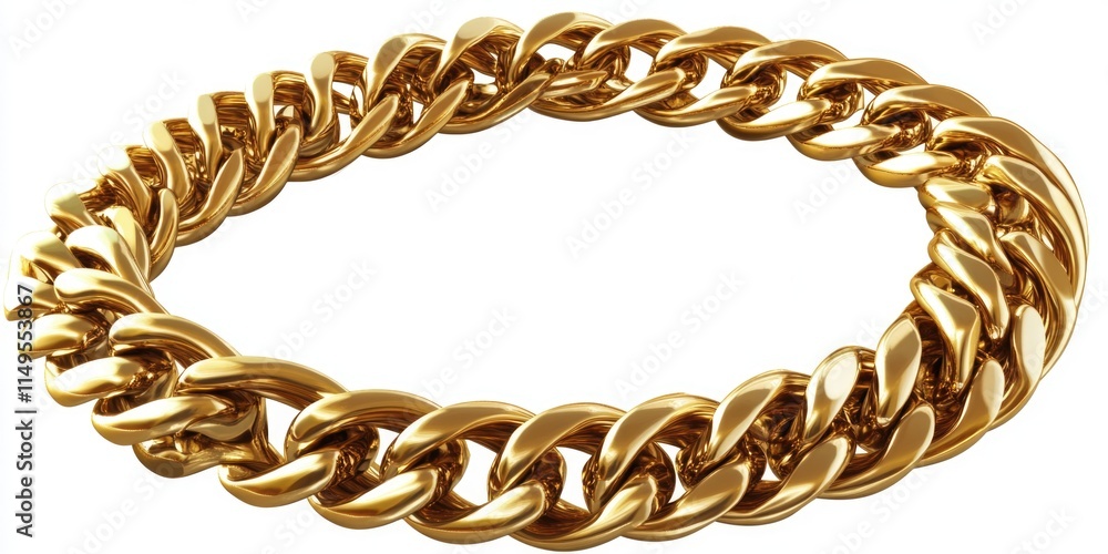 Obraz premium Gold Chain Bracelet on White Background