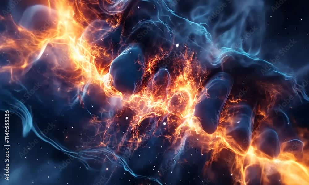 Fiery Cosmic Nebula: A Celestial Dance of Fire and Ice in Deep Space Fiery Cosmic Nebula: A Celestial Dance of Fire and Ice in Deep Space