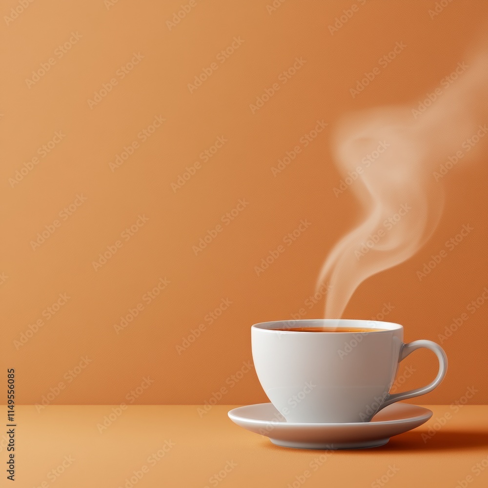 Obraz premium Brewing coffee with steam rising from cup kitchen food photography warm environment close-up