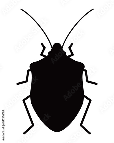 Silhouette of stink bug. Black and white vector illustration. 
