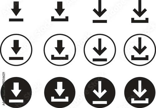 Free Download Set of Download flat vectors icons. install symbols. Upload buttons. Load symbols. Software download arrows. Save buttons. Download files, applications, documents pictogram on transparent background. - GFXLoad