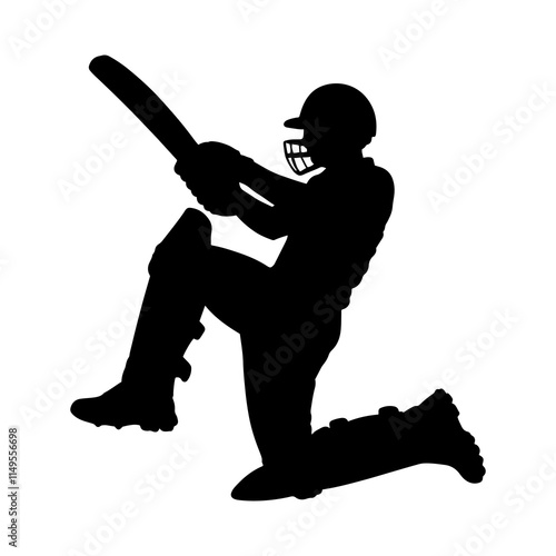 Cricket batsman silhouette vector illustration design on white background.