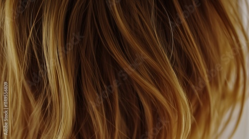 Close Up of Wavy Light Brown Hair Texture Background photo