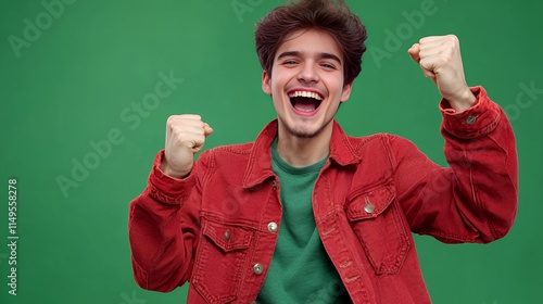 Portrait of a Happy Young Man Celebrating Success