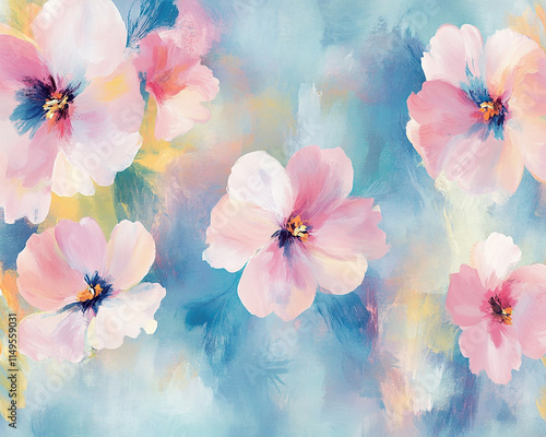 Abstract oil painting flowers wallpaper, art oil painting background