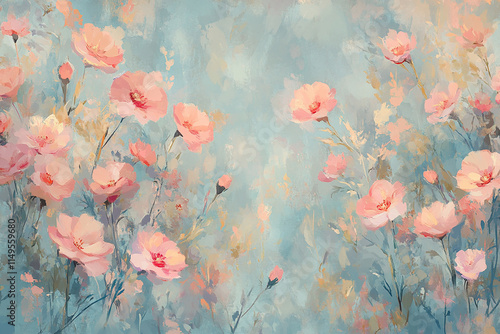 Abstract oil painting flowers wallpaper, art oil painting background