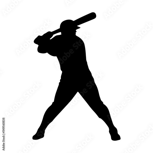 Baseball batter silhouette vector illustration design on black background.