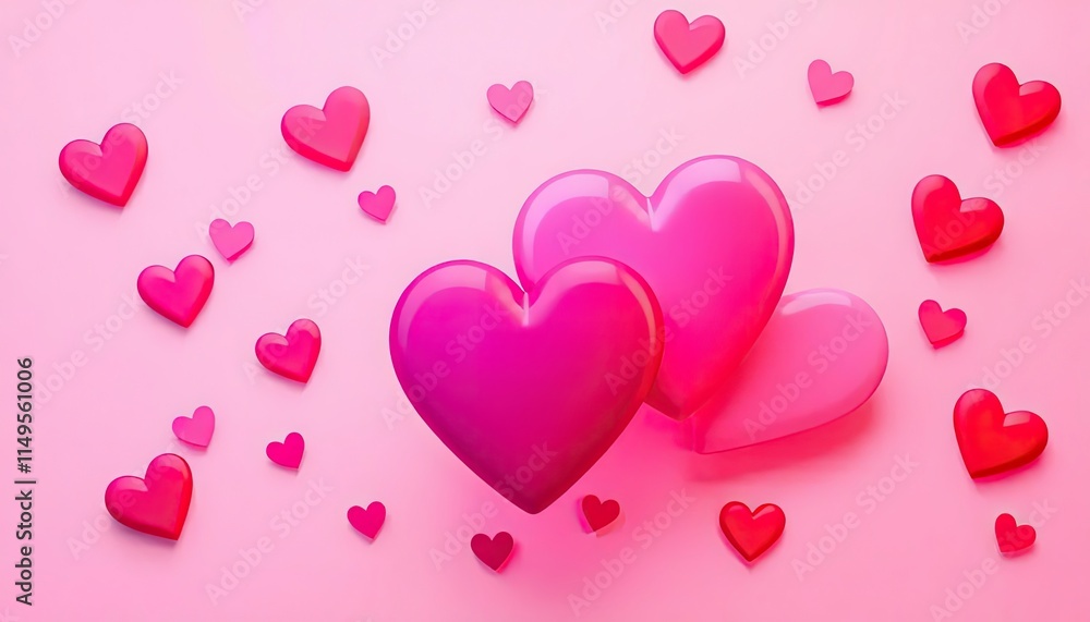 Abstract gradient hearts overlapping on a soft pink background for a modern Valentine theme. Abstract gradient hearts overlapping on a soft pink background for a modern Valentine theme.