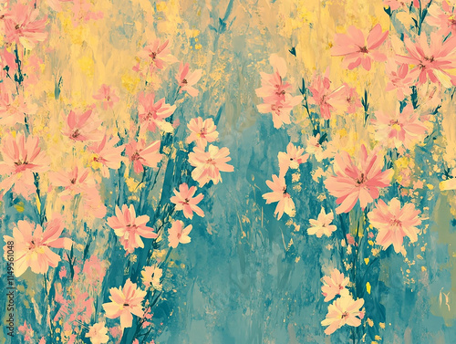 Abstract oil painting flowers wallpaper, art oil painting background