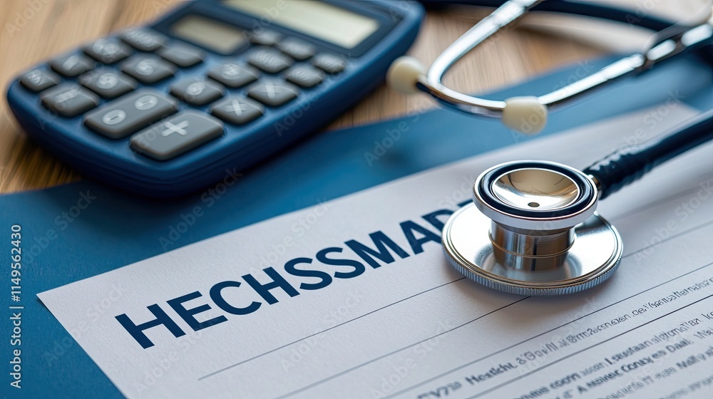 Medical Tools and Health Care Document on Wooden Table Medical Tools and Health Care Document on Wooden Table