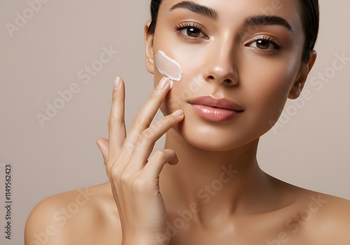 Skincare Close-Up: Woman Applying Hydrating Cream